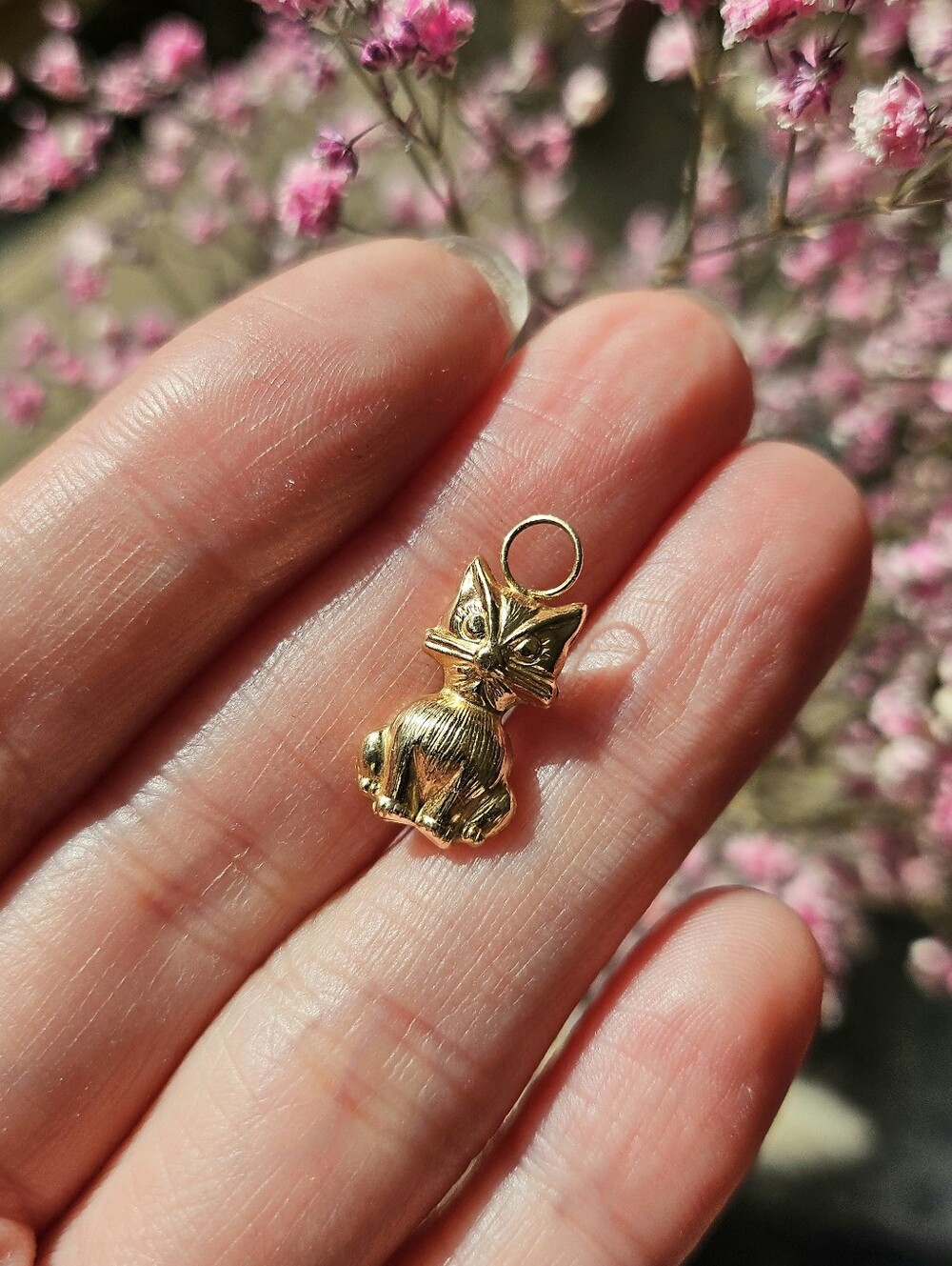 14K Puffy Cat Charm